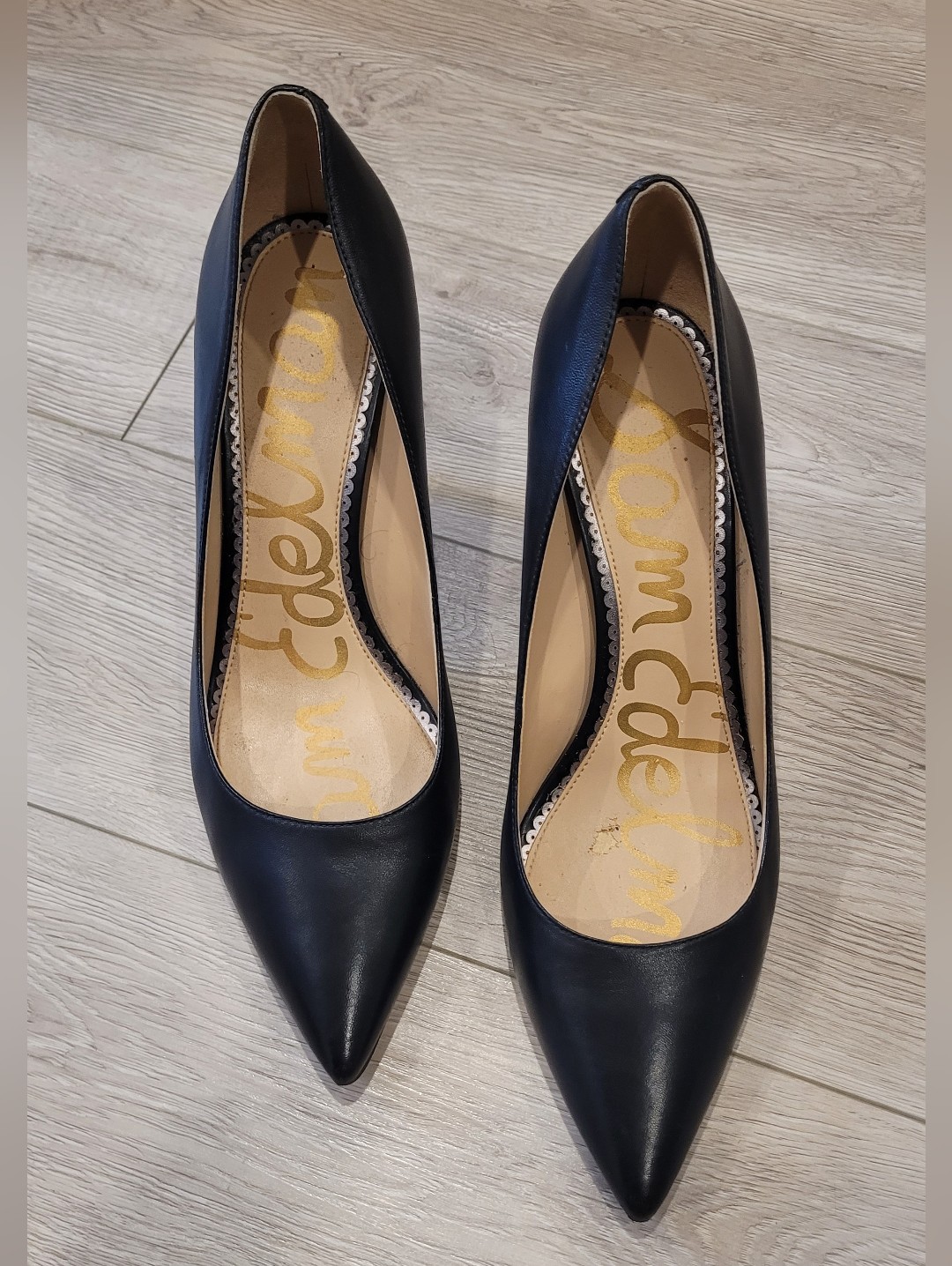 Sam Edelman 'Hazel' Black Pointed Toe Leather Pumps